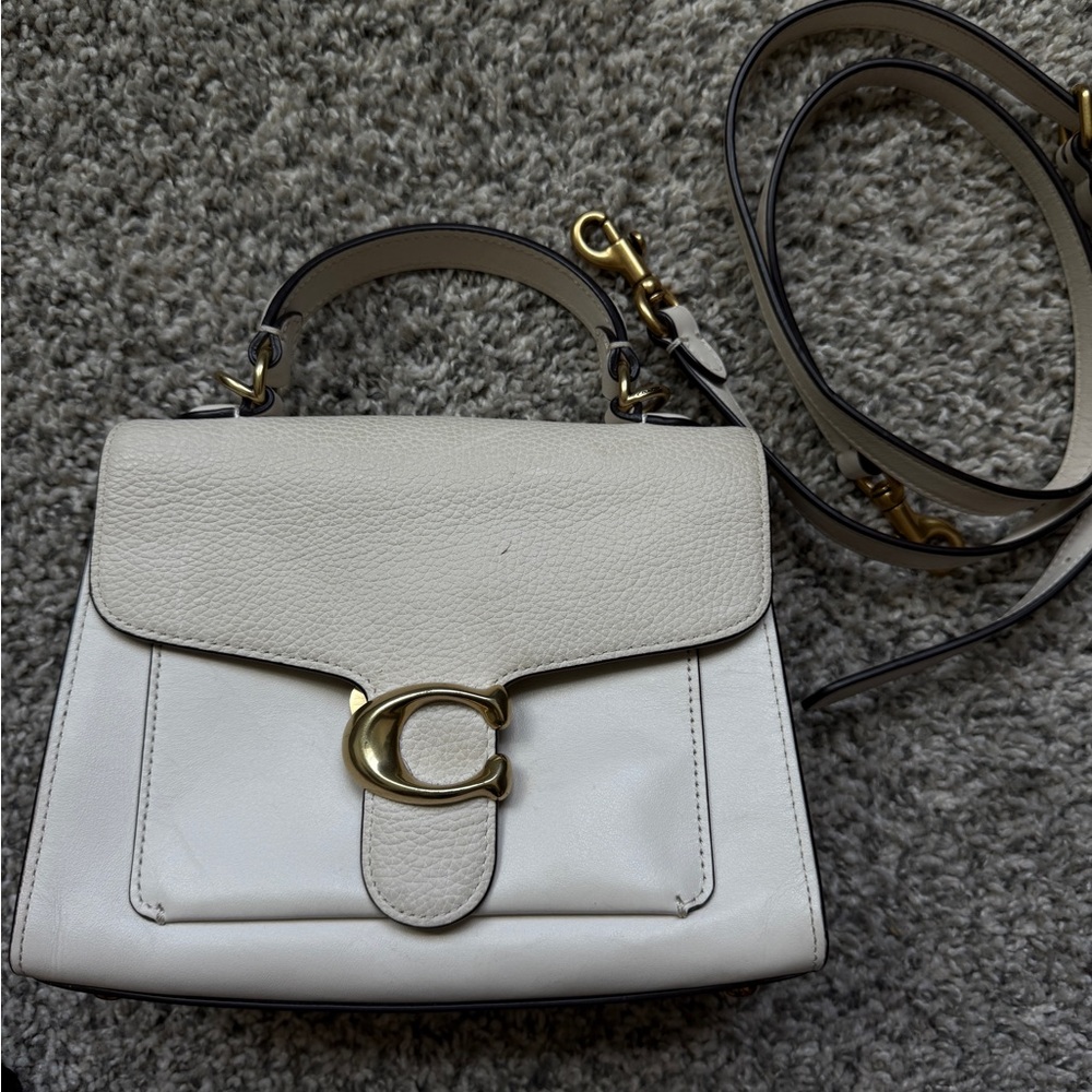 Coach Tabby Top Handle White Leather Handbag